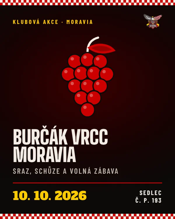 Plakát akce Burčák VRCC Moravia, Sedlec, 10. 10. 2026